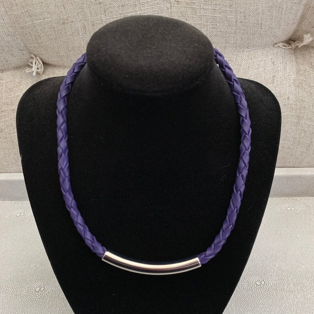 Dyrberg/Kern Sona braided leather necklace purple